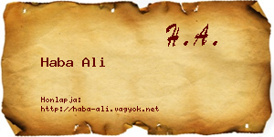 Haba Ali névjegykártya
